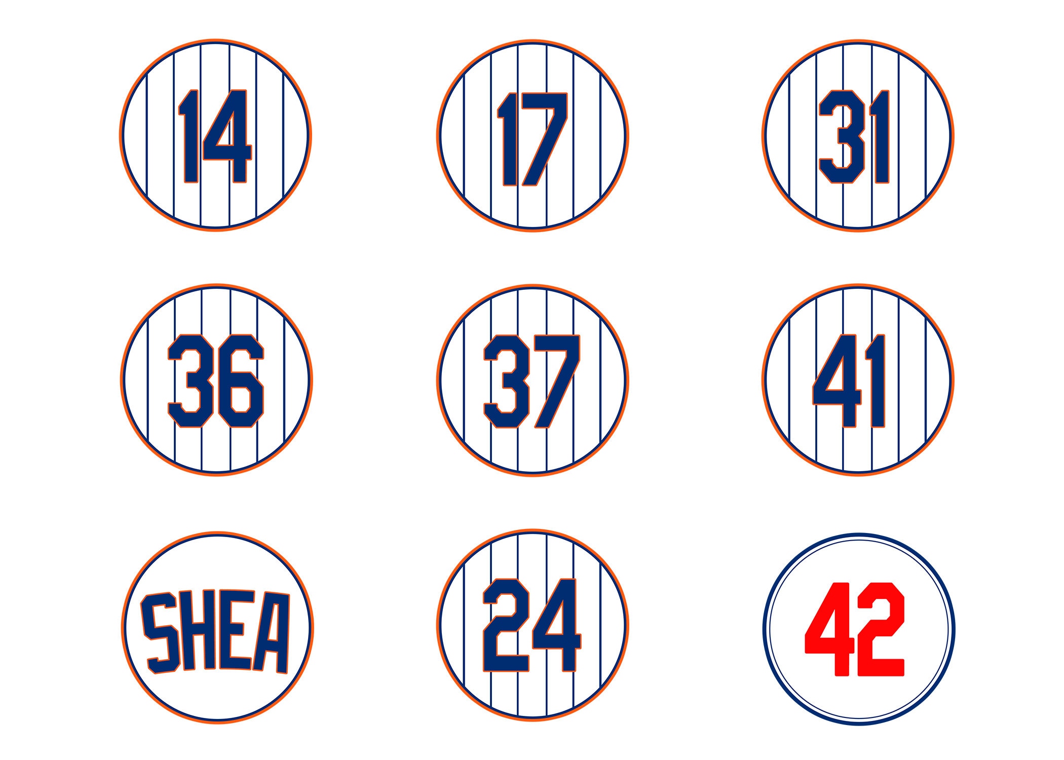 Ny Mets Retired Numbers Png Etsy