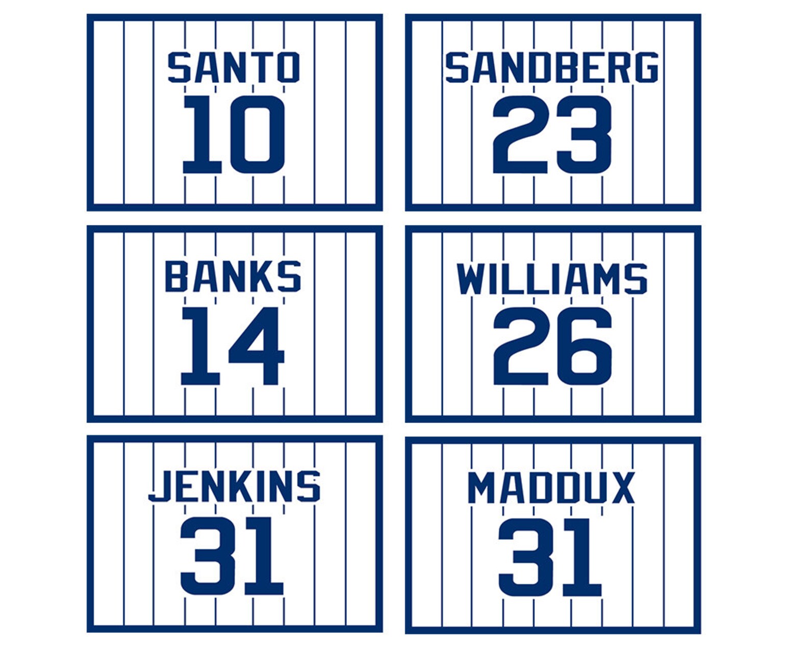 Chicago Cubs Retired Numbers Set 6 Individual 3x4.4inch Etsy