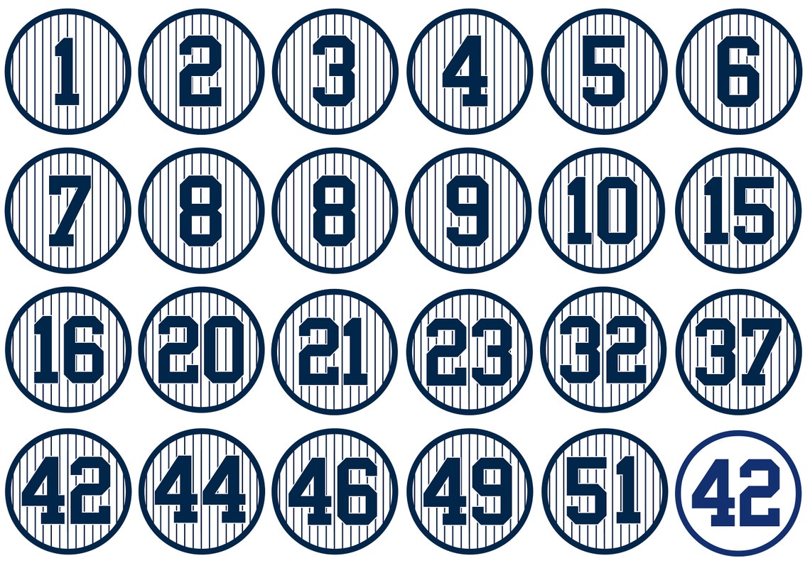 New York Yankees 24 Retired Numbers Zip File Digital Download Pngs Etsy