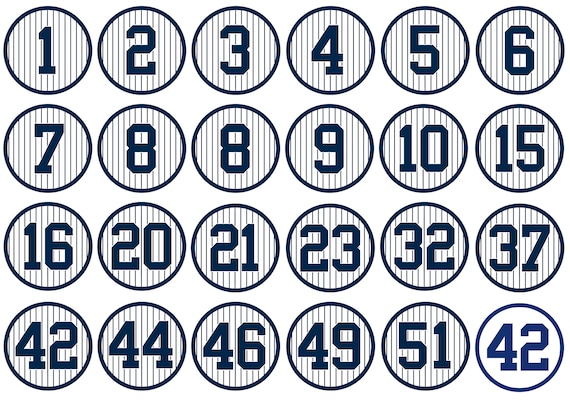 New York Yankees | 24 Retired Numbers | Zip File Digital Download PNGs