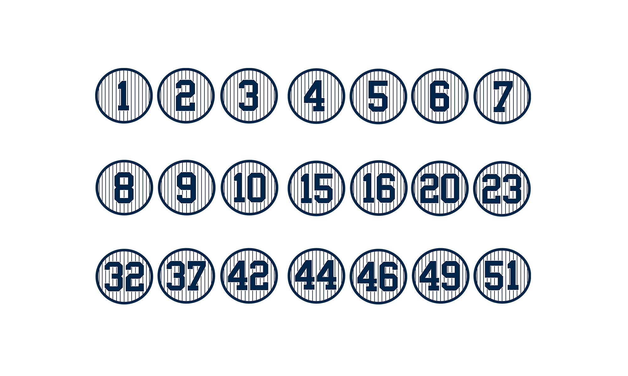 New York Yankees Retired Numbers Set 21 Individual 3inch Etsy