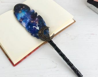 Personalized fountain pen Handmade Aries feather pen Aries Birthday gift Custom Zodiac sign book pen Quill dip ink Magical pen Fantasy pen
