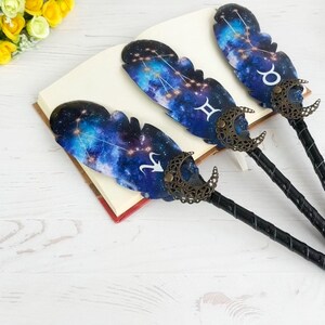 Bolígrafo de fantasía con forma de pluma, regalo de cumpleaños para Aries, Tauro o Géminis, papelería personalizada con el signo del zodíaco, pluma estilográfica, regalo para el día de la madre