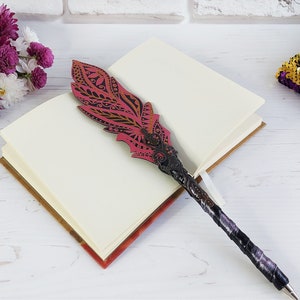 Penna misteriosa in oro rosa personalizzata, regalo per ragazza laureata, cancelleria per libri fantasy, penna unica fatta a mano per disegnare, regalo penna per diario in pelle