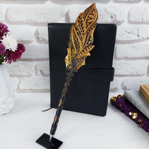 Zauberhafter Stift Valentinsstift Geschenk Fee Schreibwaren Fantasy Stift Geschenk für Tochter Gold funkeln Federstift Mystery-Buchstift Pagan Stift