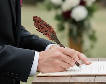 Bolígrafo de boda personalizado, bolígrafo de cobre, pluma para libro de firmas, bolígrafo steampunk brillante, bolígrafo nupcial único, bolígrafo para novio con brillo