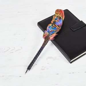 Handgemaakte vulpen, unieke pen vlindervleugel, mooie veelkleurige pen meisje cadeau, kalligrafie pen schrijven, mystieke planner pen voor vrouwen