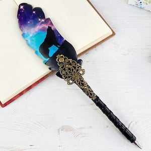Wolf pen gift for wolf lovers, Handcrafted ballpoint pen, Birthday daughter gift, Gothic pen witch supplies, Spell book pen, Grimoire gift