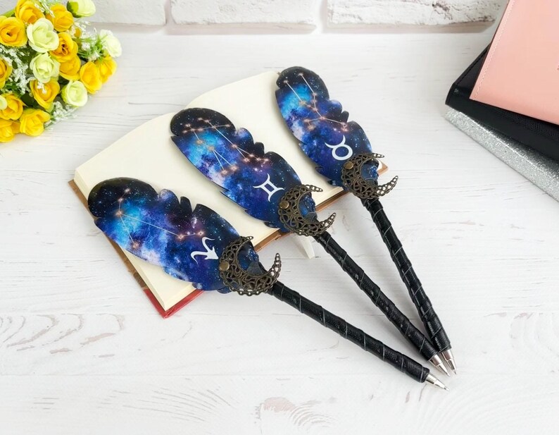 Gothic fountain pen, Witch supplies, Wolf lover pen gift, Christmas girl gift, Custom decorative pen with name, Fantasy feather quill image 15