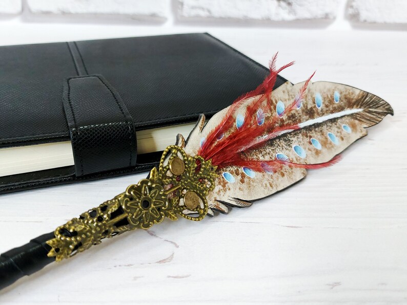 Leather bird feather quill pen for 20th birthday gift Wizard Etsy