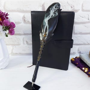 Steampunk-cadeau vulpen, handgemaakte verenpen voor hem, ganzenveer, vaderdagcadeau, rollerbalpen mannen, gotische penbruiloft