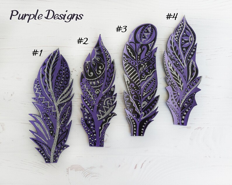 Anpassad reservoarpenna Mors dag-present till fru Fantasy bröllopsgästbokpenna Lila fjäderpenna skrivande läderjournalpenna Glitter penna bild 5