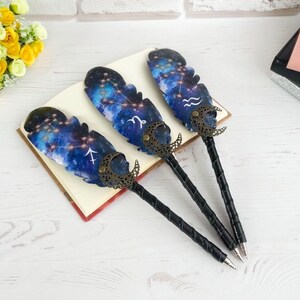 Bolígrafo azul único, bolígrafo con pluma brillante, bolígrafo de regalo de cumpleaños para nieta, pluma estilográfica personalizada mágica, bolígrafo de diario místico para mujer. imagen 17