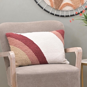 Funda de cojín con mechones de primera calidad hecha a mano / Diseño moderno / Almohada artesanal para sofá cama, sala de estar, regalo perfecto para ella