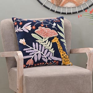 Luxurious Handcrafted Velvet Cushion Case with Floral Embroidery - Premium Pillow for Sofa,Bed, and Living Room Décor - Perfect Gift for Her