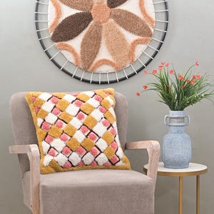 Lujosa funda de cojín de algodón con mechones de lana hecha a mano / Almohada decorativa / Almohada artesanal para sofá cama, sala de estar, regalo perfecto para ella