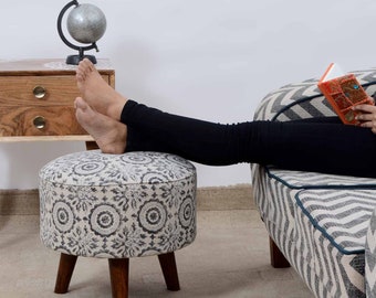 Pouffe Decorative Chair Cover 18x13 Inch Patchwork Ottoman Foot