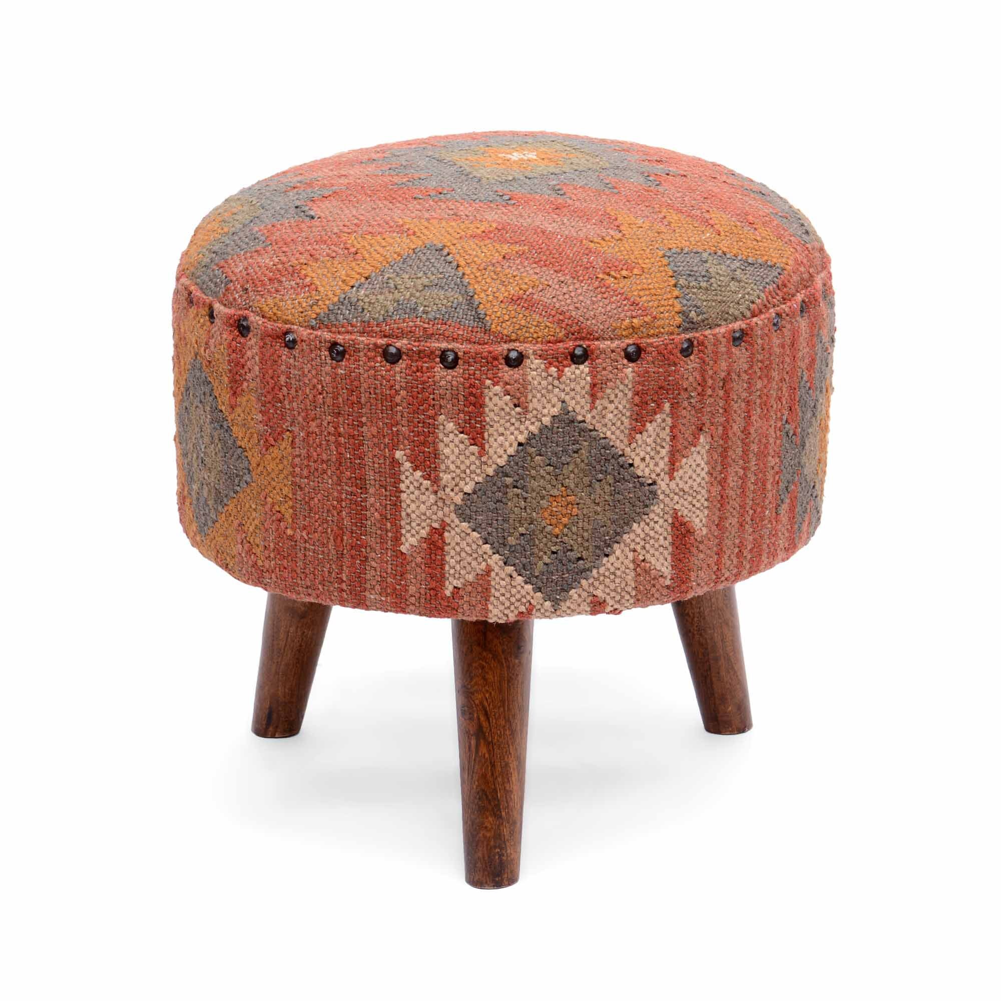 Kilim stool ottomans wooden jute stool Etsy