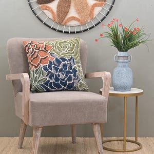 Funda de cojín con mechones hecha a mano de primera calidad, diseño floral colorido, almohada artesanal para sofá cama, sala de estar, regalo perfecto para ella