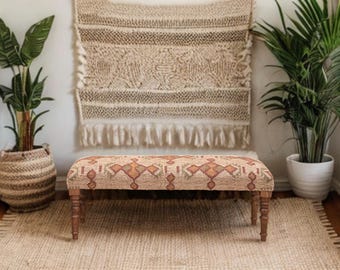 Handgemachte Kilim Jute Ottomane Sitzbank: Boho Modern Decor