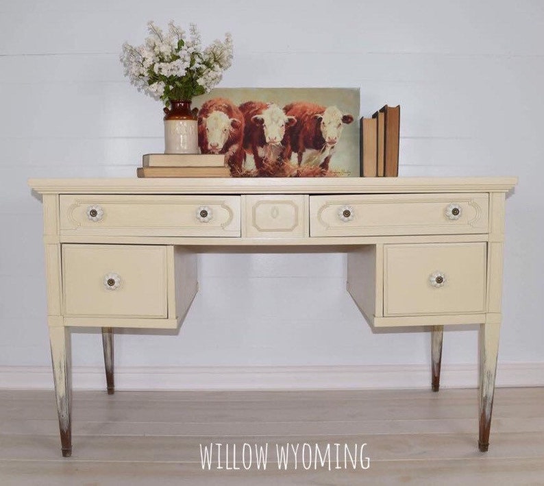 Sold Farmhouse Writing Desk With Drawers Vintage Bassett Etsy