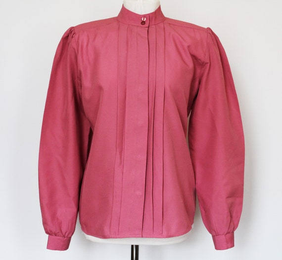 Gorgeous Vintage 80s Rouge Pink Pleated Blouse, Si