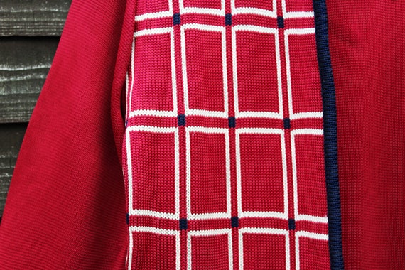 Bold Vintage 70s Bold Patterned Ruby Red & Blue C… - image 5