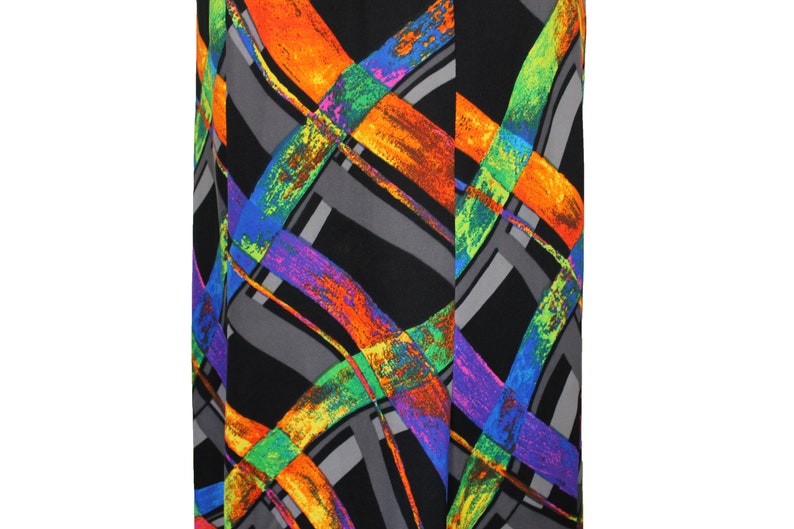 Size 12 UK Eye-catching 80s Multi-coloured Long Skirt