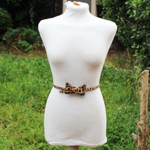 Vintage 90s Leopard Print &#39;Bow&#39; Belt
