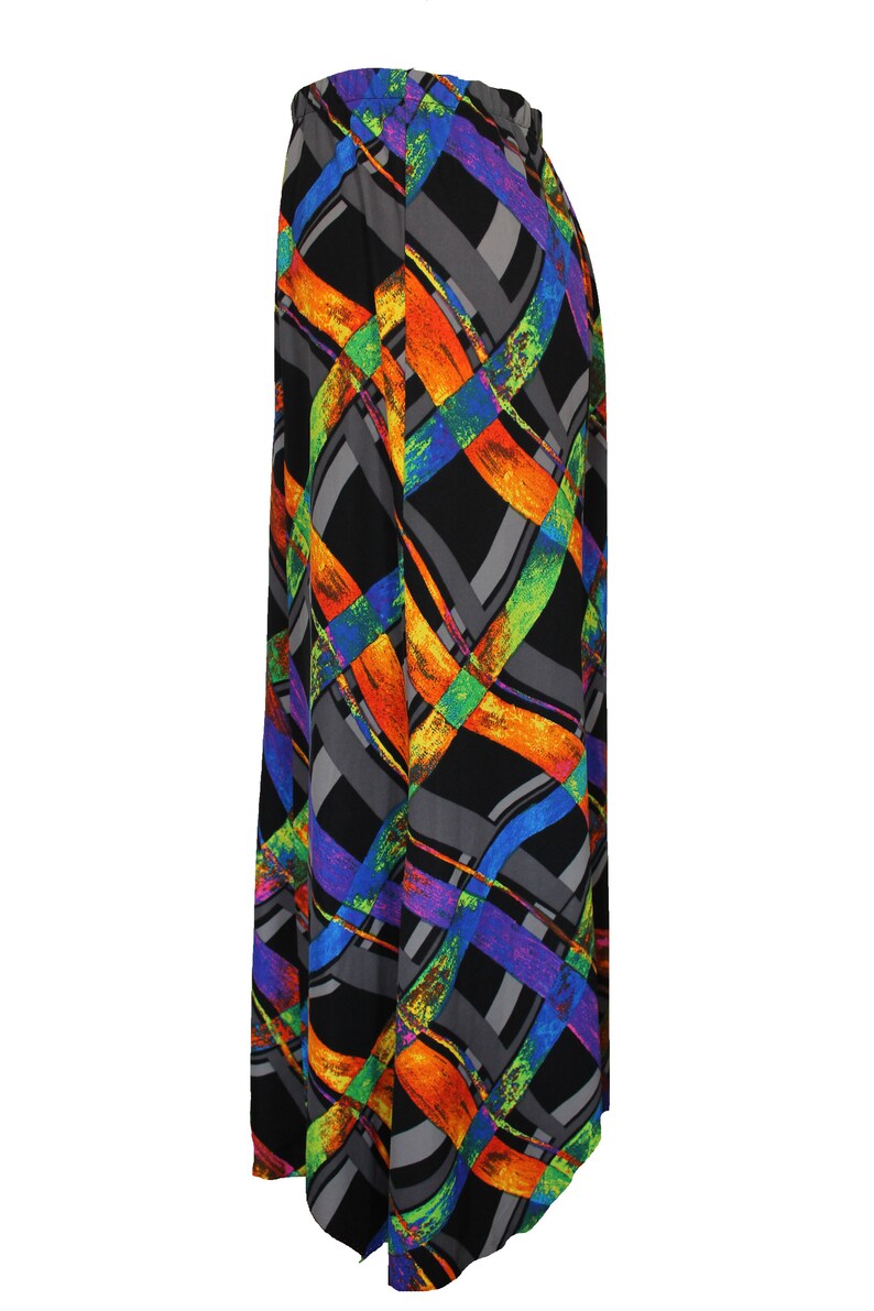 Size 12 UK Eye-catching 80s Multi-coloured Long Skirt
