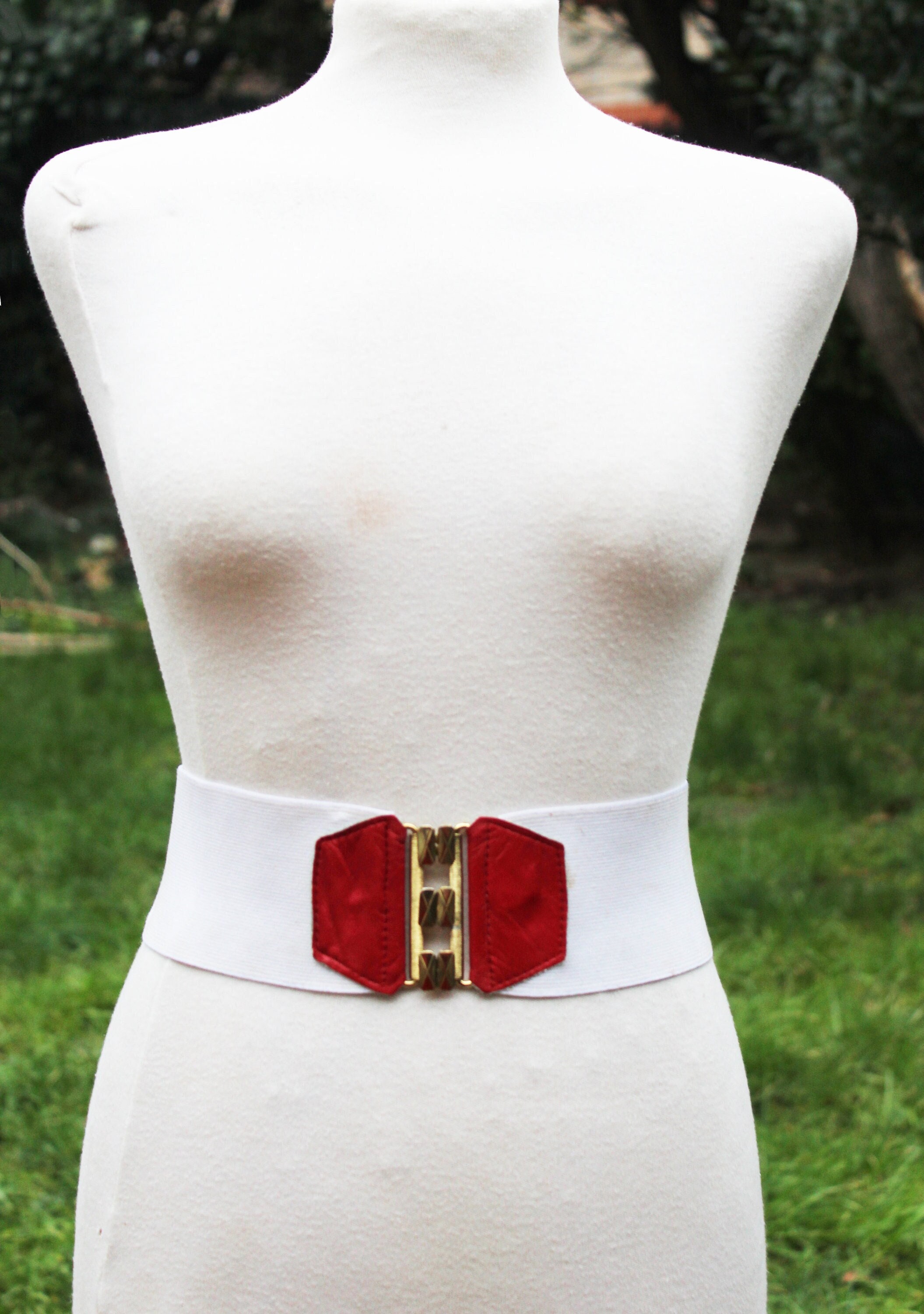 Red Ornamental - Unique Vintage 80’s Belt Chanel Red 80s Belt With Chain Drop - Vintage Lux main image 2