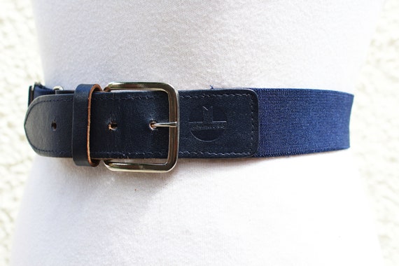 Vintage 70s Stylish Blue Elasticated Belt - image 3