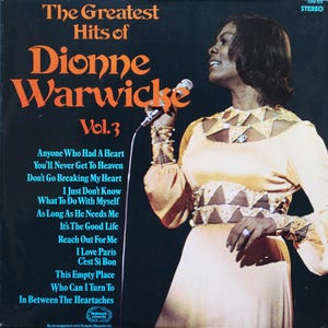 The Greatest Hits of Dionne Warwicke, Vol 3, Compilation Vinyl LP (1972)