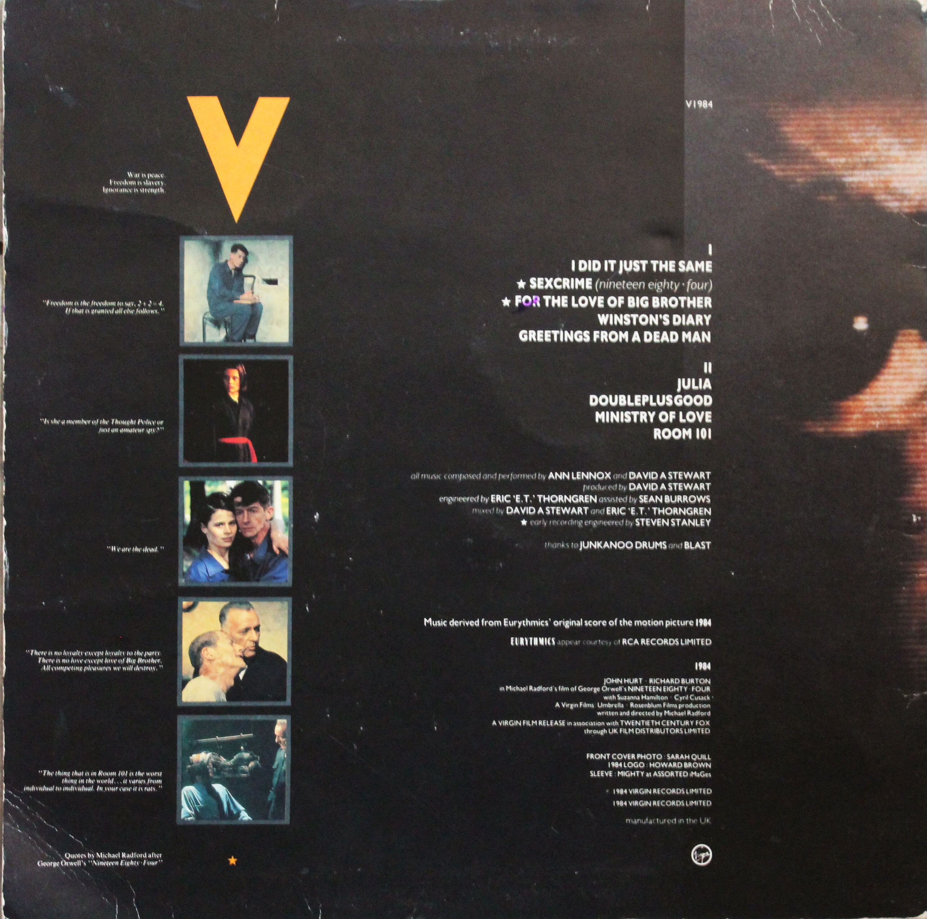 Eurythmics 1984 レコード Eurythmics, 1984, for the Love of Big Brother, Vinyl LP