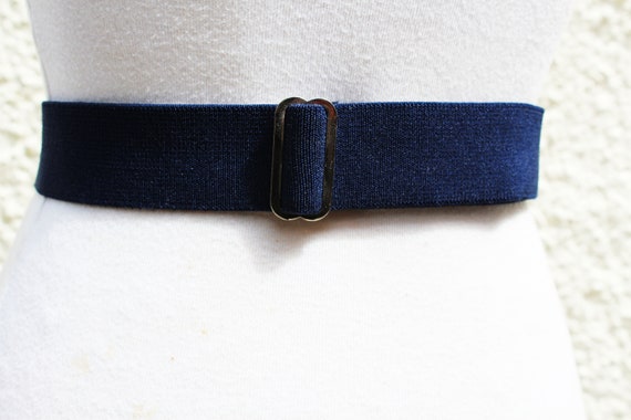 Vintage 70s Stylish Blue Elasticated Belt - image 5