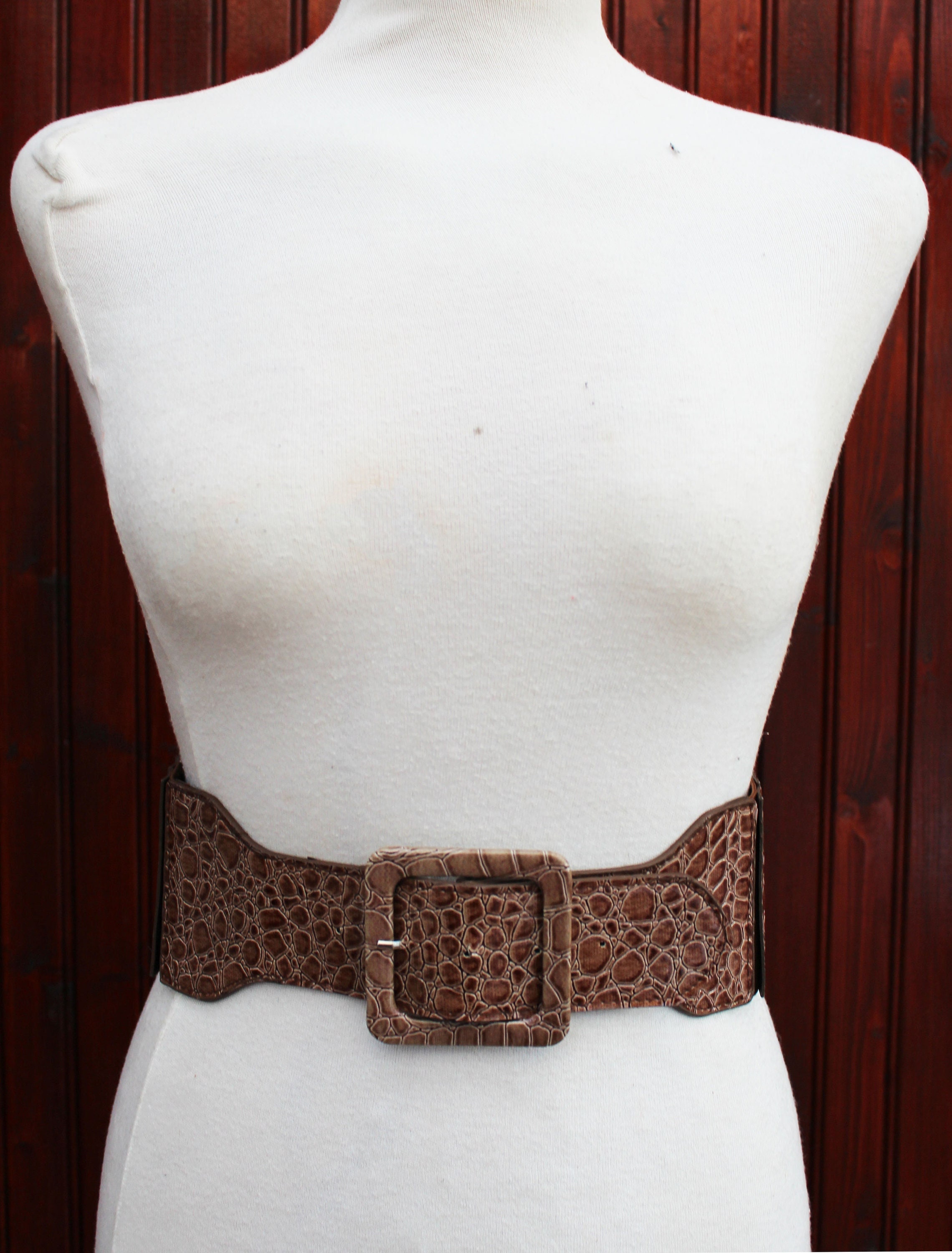 Vintage 90s Faux Crocodile Skin Pattern Elasticated Belt - Etsy