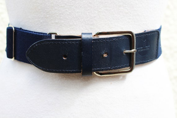 Vintage 70s Stylish Blue Elasticated Belt - image 1