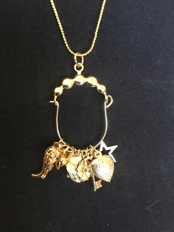 1970's Charm Holder Vintage Necklace with 10 Charms Etsy