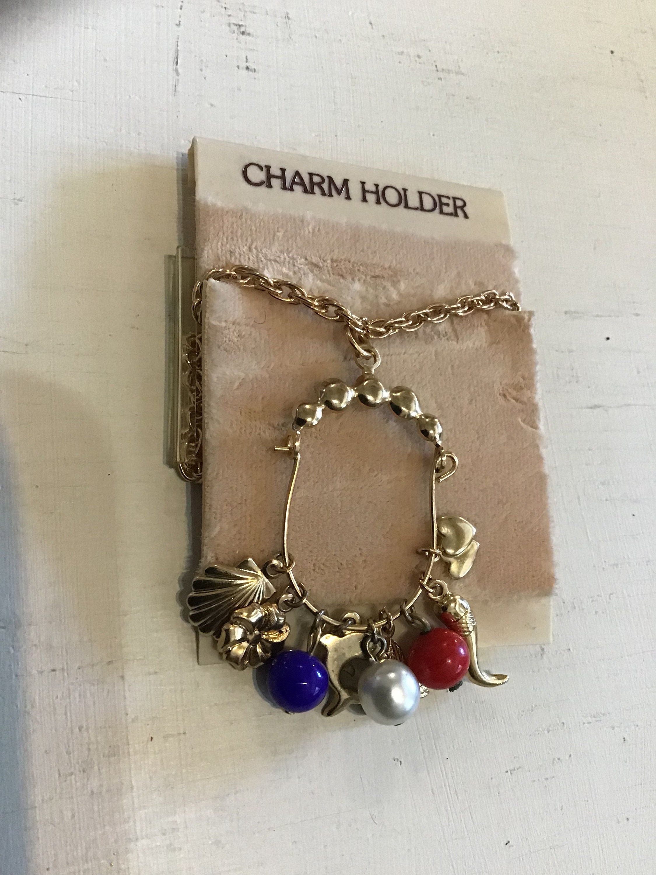 1970's Charm Holder Vintage Necklace With Red White and Etsy