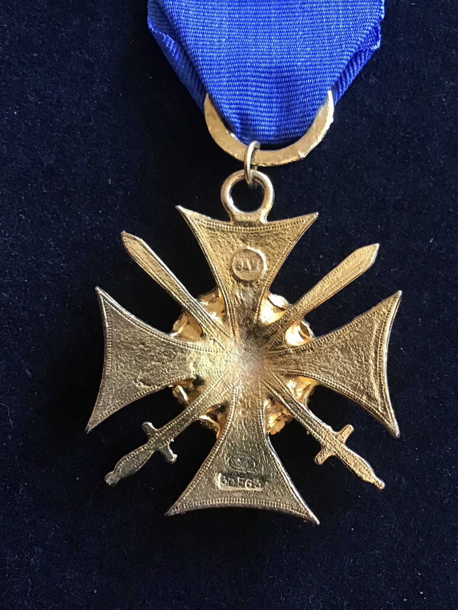 Vintage Replica Iron Cross with Swords and Profile with Blue Etsy