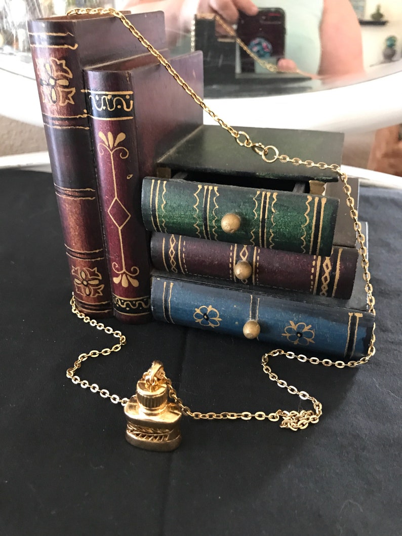 NOS Vintage 1970/'s Handmade Greek Amphora 18K Gold Plated on Sterling Silver Necklace Bottle