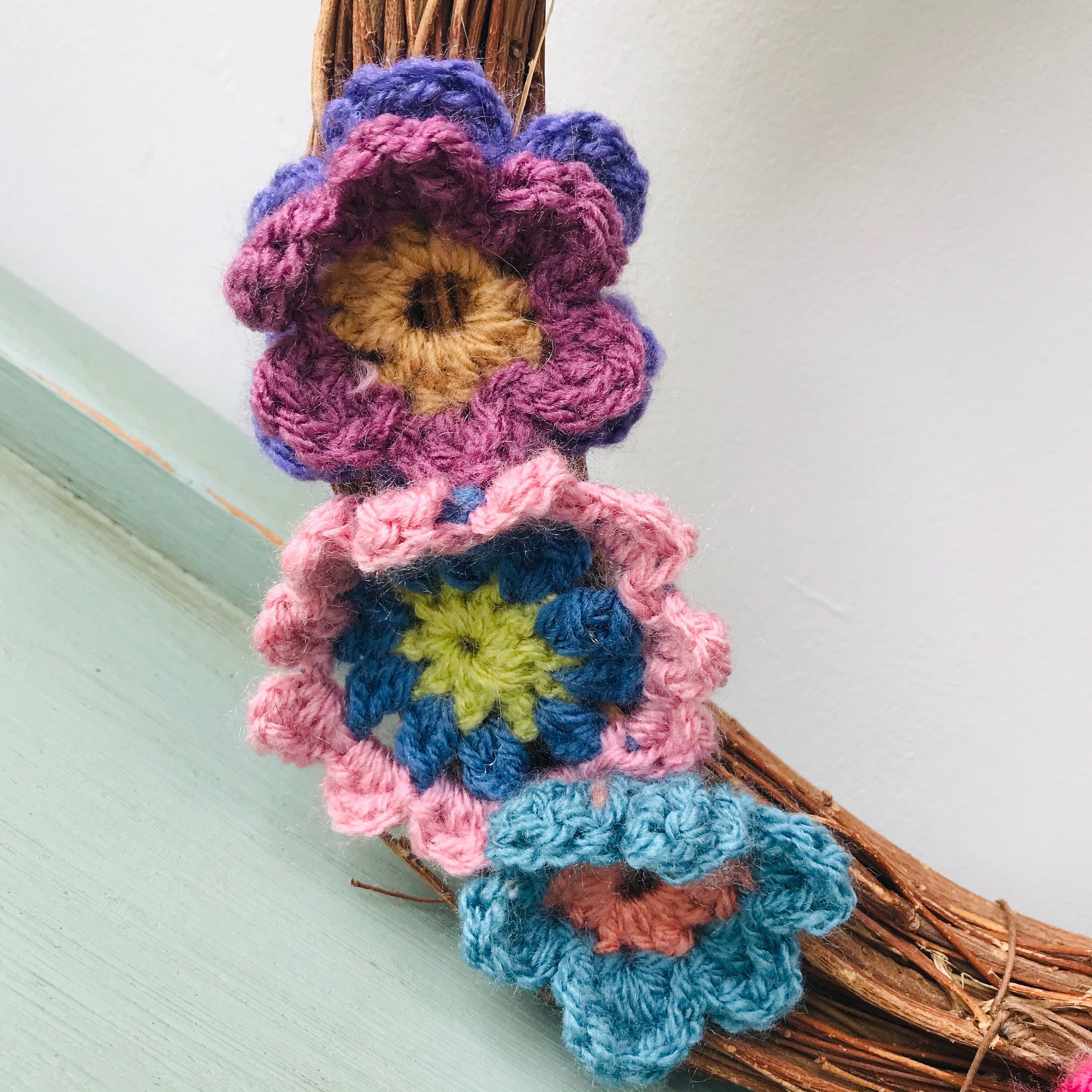 Crochet Flower Wreath Etsy UK