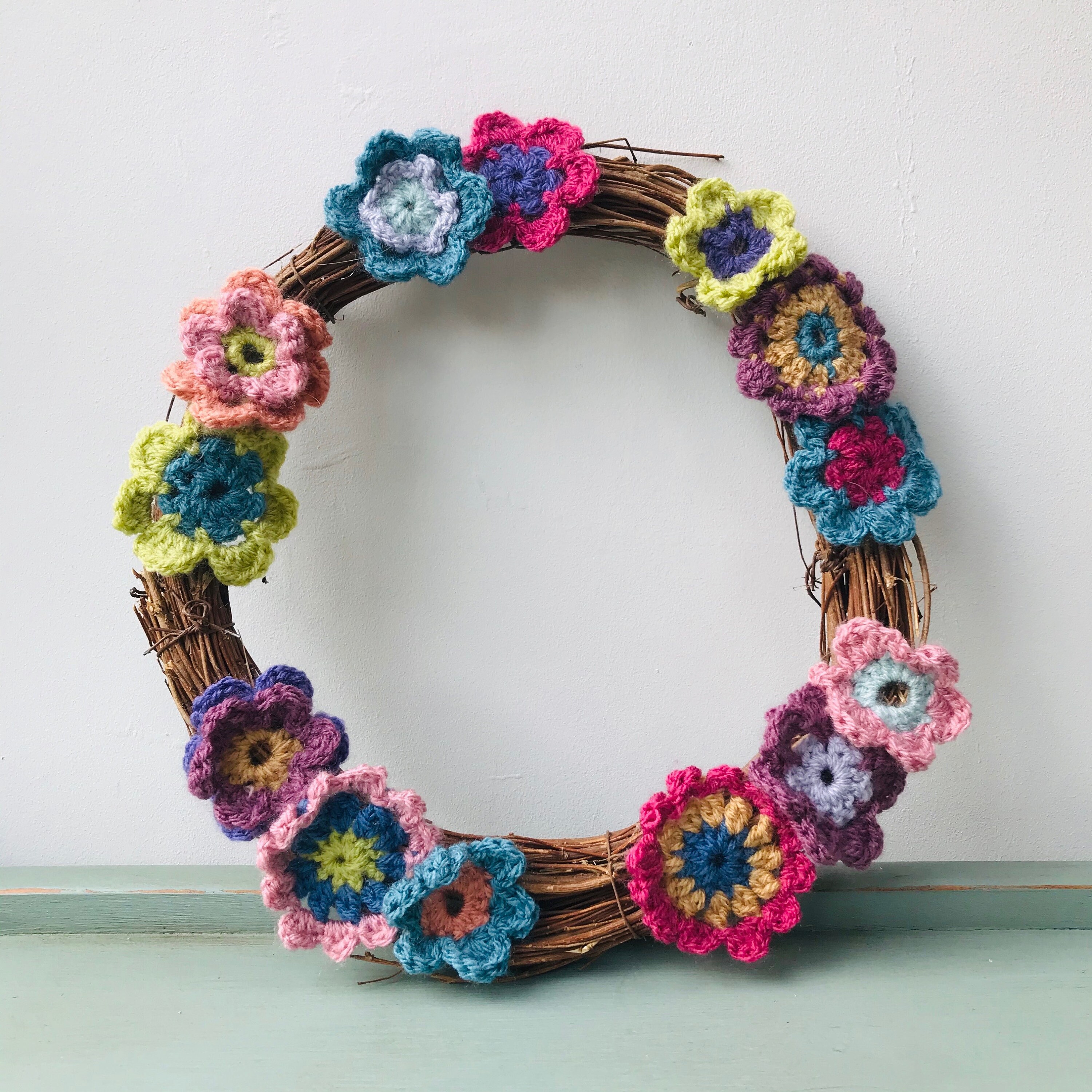 Crochet Flower Wreath Etsy UK