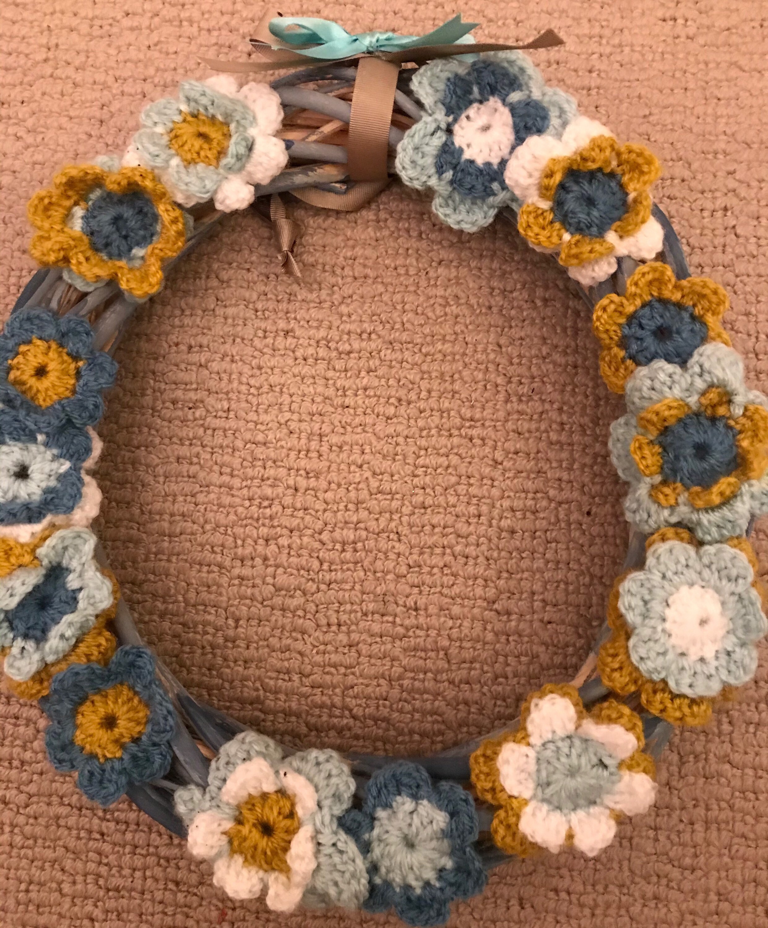 Crochet Flower Wreath Etsy UK