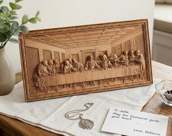 Sponsor Gift for Confirmation - Catholic Faith Milestone - 3D Wood Engraving - Religious Gift for Teens - Last Supper Wall Art