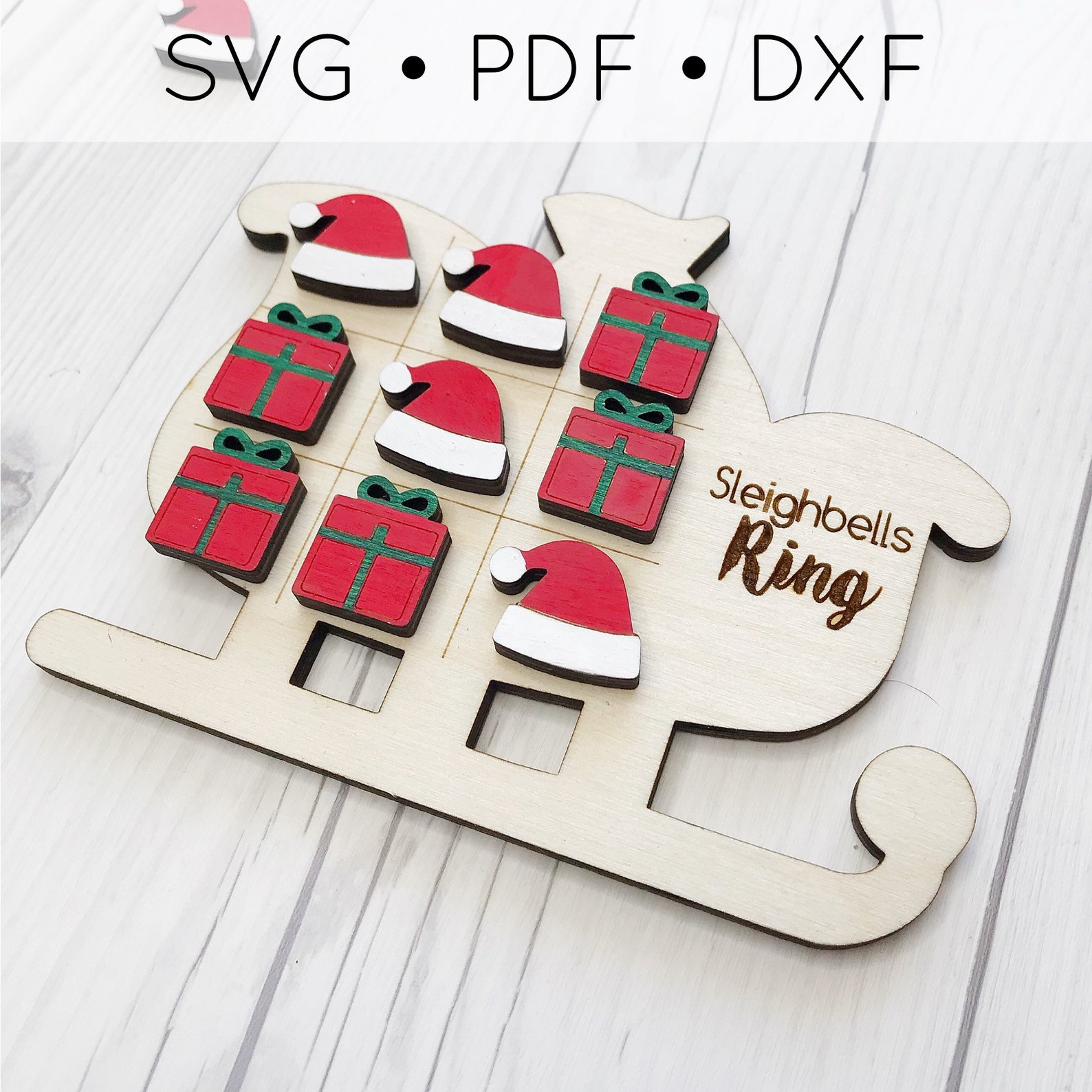 Christmas Tic Tac Toe SVG PDF DXF Christmas Tic Tac Toe | Etsy