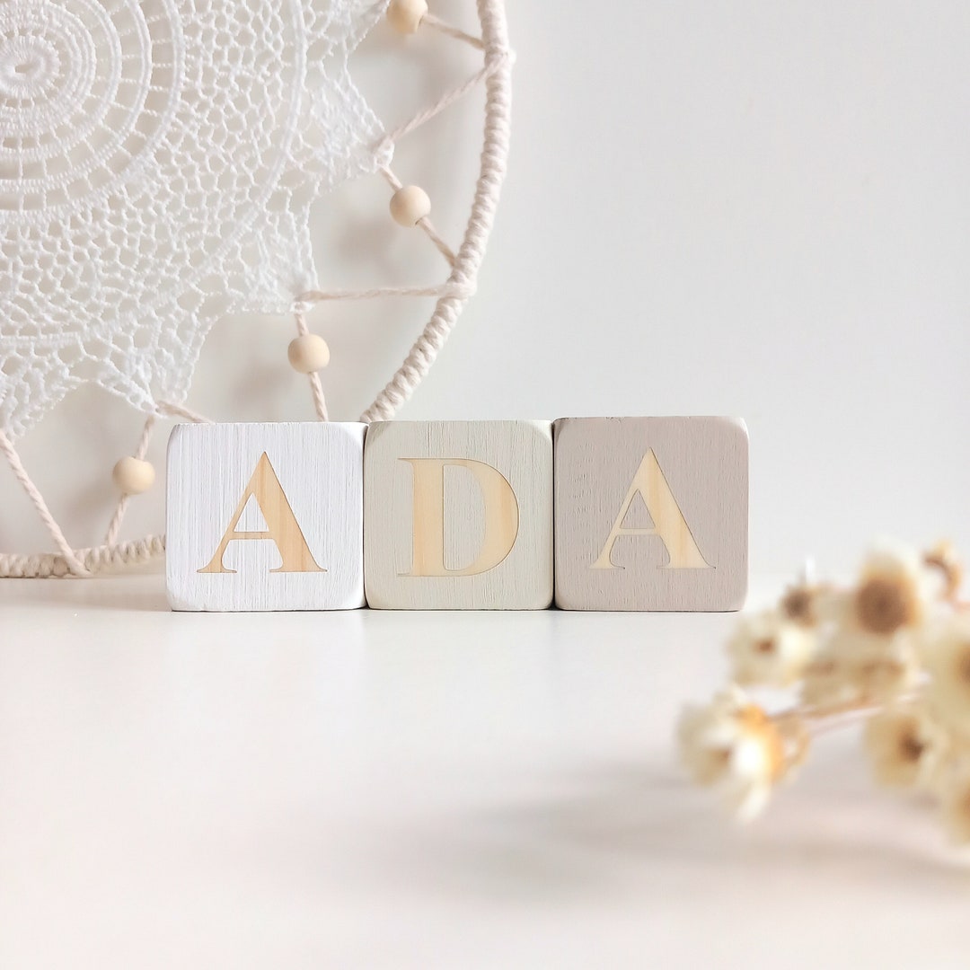 Stackable Letters Names Personalised Wooden Stacking Blocks, Nursery Name Letters, New Baby ...