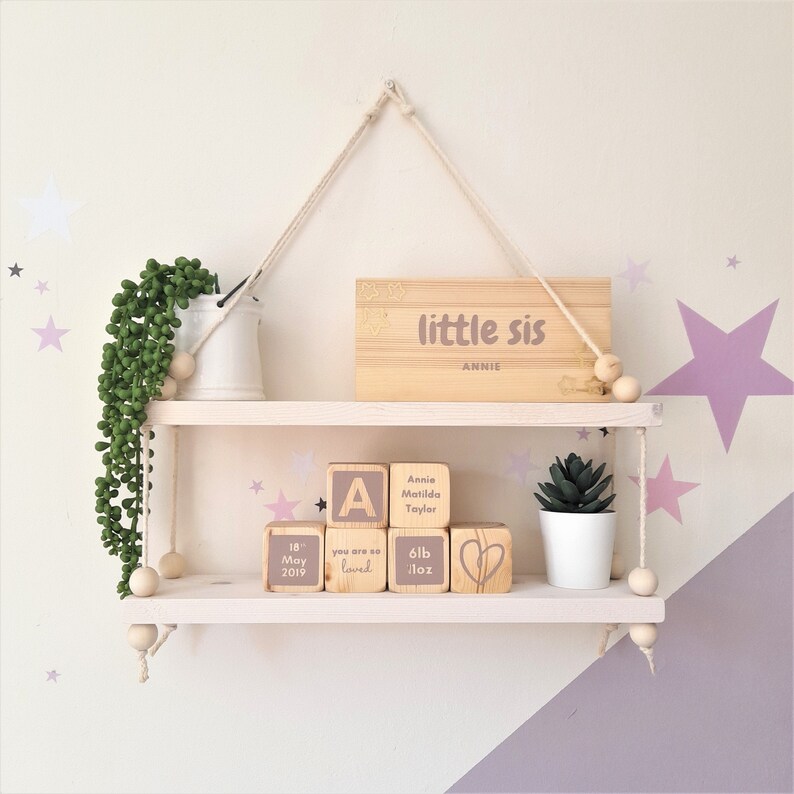 Nursery Shelf Wooden Swing Display Shelves Hanging Rail Etsy UK