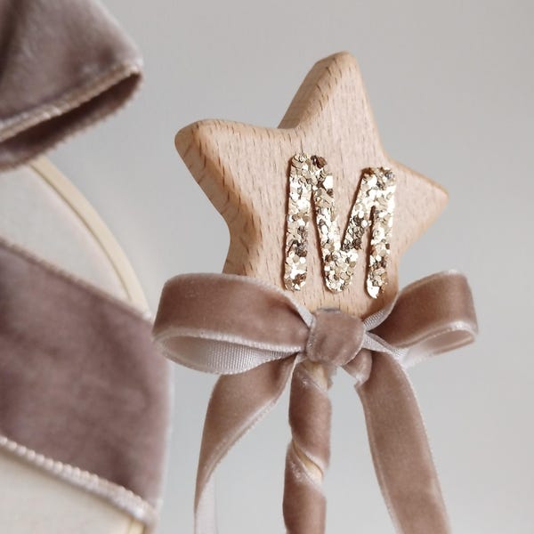 Personalised Glitter Initial Wand, Baby Name Gift, Girl Nursery Shelf Decor