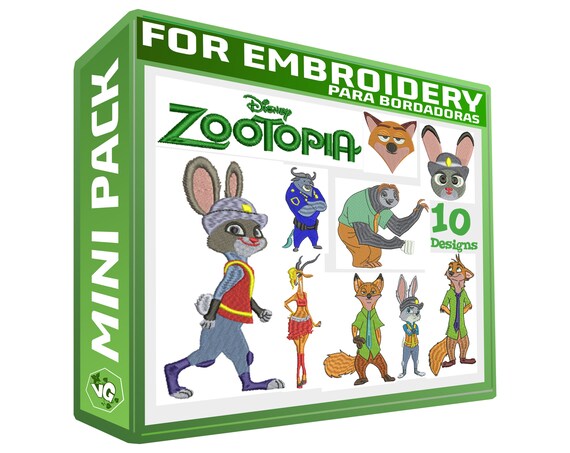 Zoomania Set Mit 10 Judy Hopps Flash Nick Wilde Stickerei Etsy